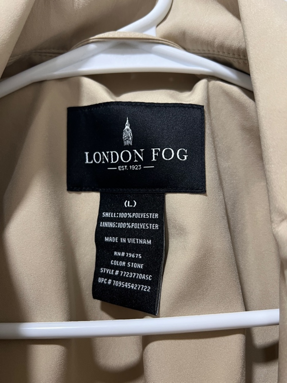 London Fog Tan Trench Coat with Belt - Picture 2 of 5